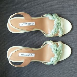 Mint Aquazzura Galactic Flower Halter Heeled Sandals